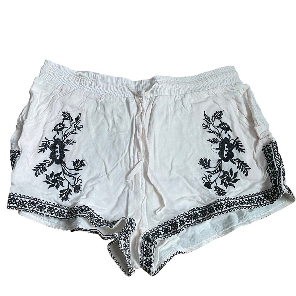 Boho Festival Mini Shorts Beachy 100% Cotton sz Large (read measurements)